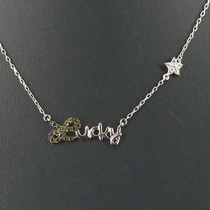 Green “L” Sterling Silver Lucky Pendant Necklace for St Pats St Patrick’s casino